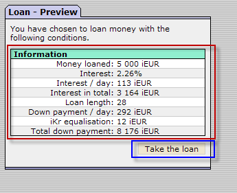 Loan preview screen